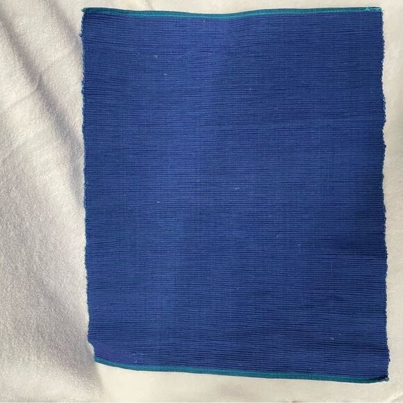 Crate & Barrel twilight blue royal teal woven placemat set of 4 reversible - Picture 3 of 6